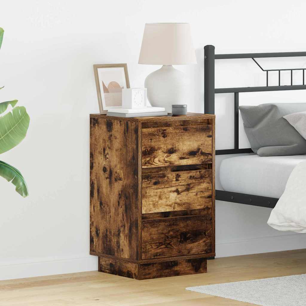 Bedside Cabinet Smoked oak 39 x 34.5 x 65 cm Engineered wood